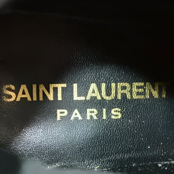 Saint Laurent YSL Black Leather Leopard Holiday Ankle Boots Booties 37.5 7.5 - Picture 10 of 10